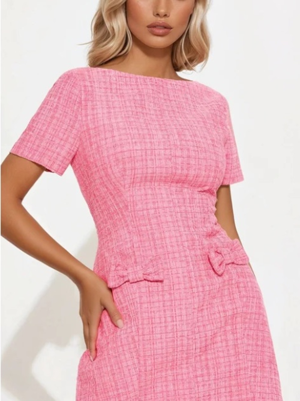 Fashion Nova Pink Tweed Mini Dress